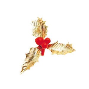 Feuille de houx triple or