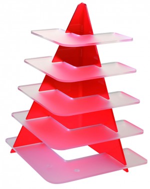 Présentoir Trangle - Rouge - 5 niveaux