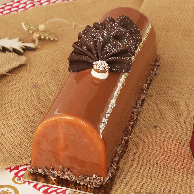 Recette de bûche caramel praliné