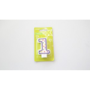 Bougie à pois - chiffre 1