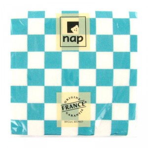 Serviette Damier - Turquoise - Paquet de 40