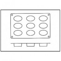 Moules silicone 9 formes ovales.