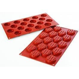 Moules silicone 18 mini gaufres rondes.