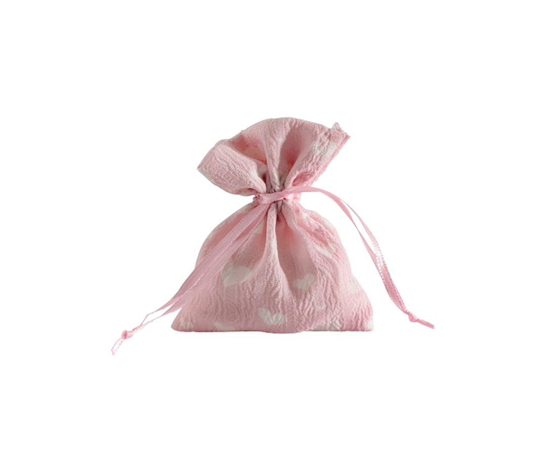 POCHON ROSE COEURS BLCS 8H10CM
