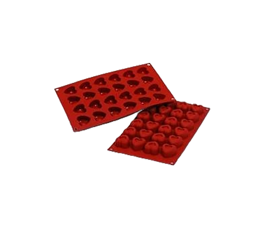 Moules silicone 24 savarins cœurs.