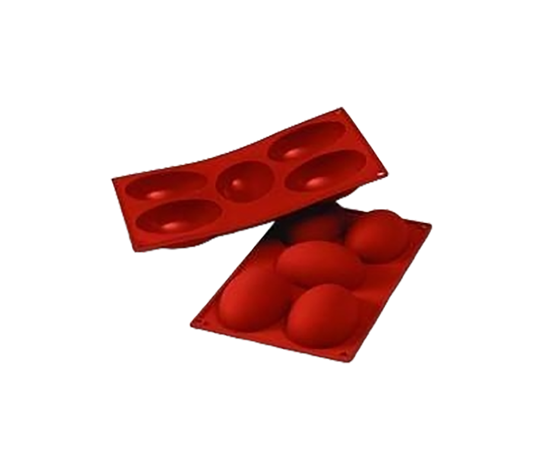 Moules silicone 5 demi-œufs.