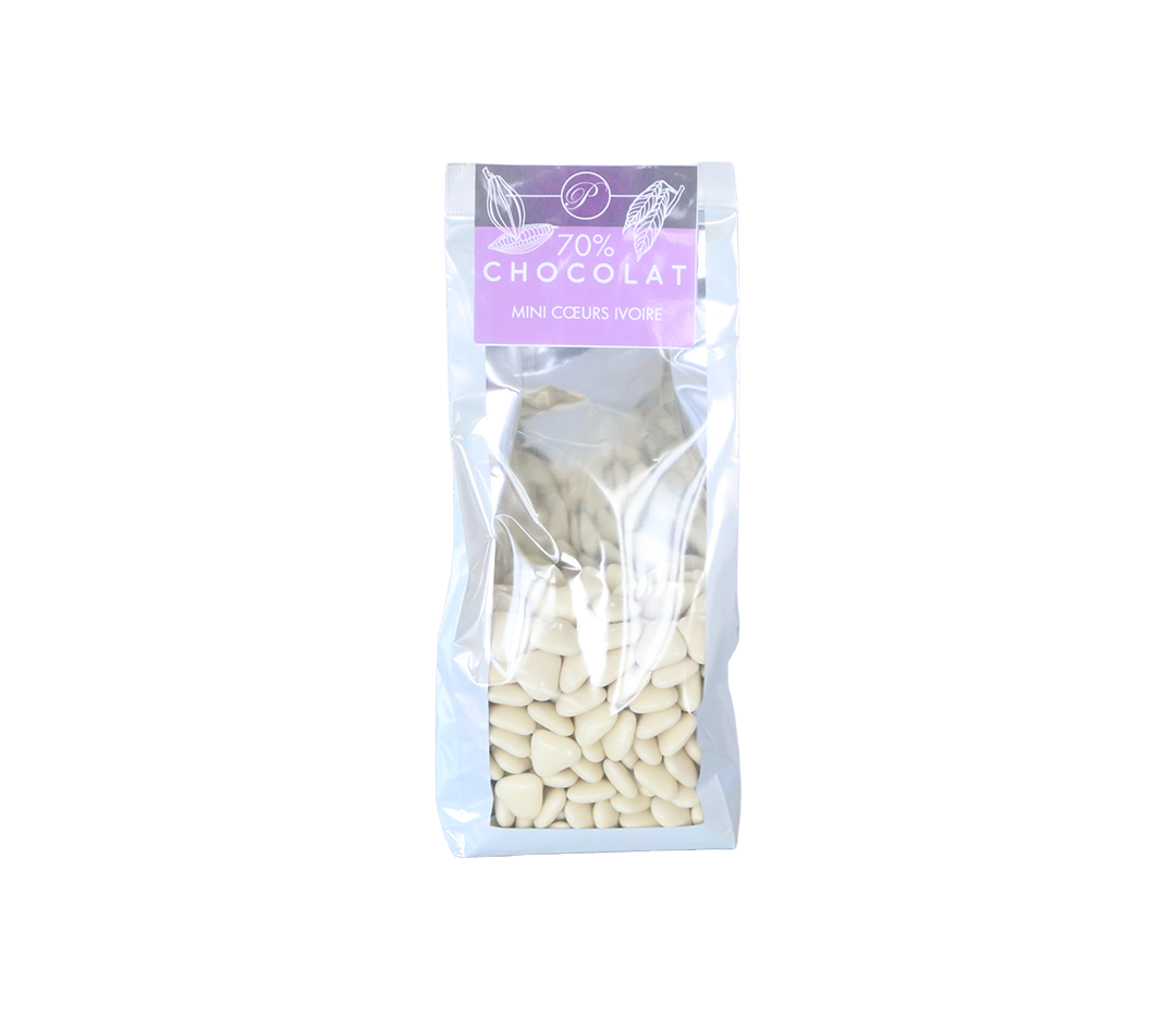 Dragées Mini-cœurs ivoire/dune - 250g