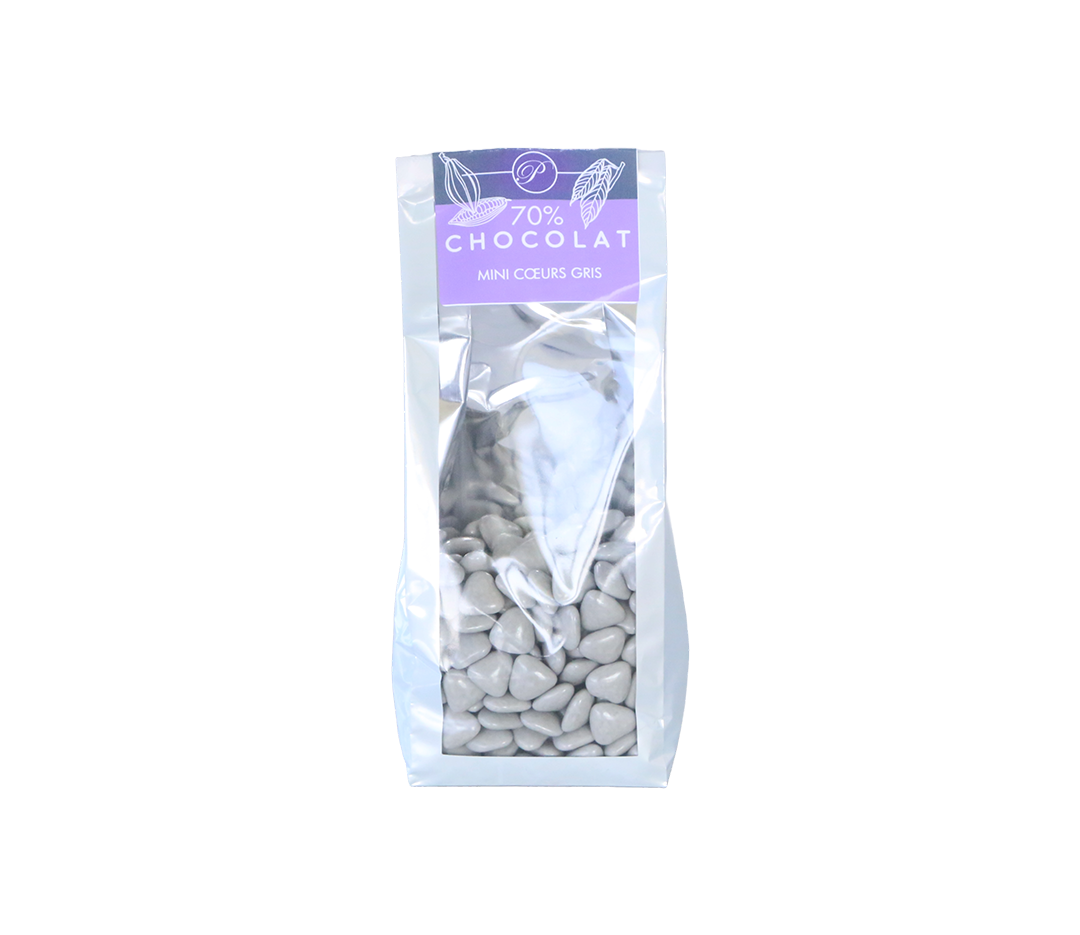 Dragées Mini-cœurs gris  - 250g