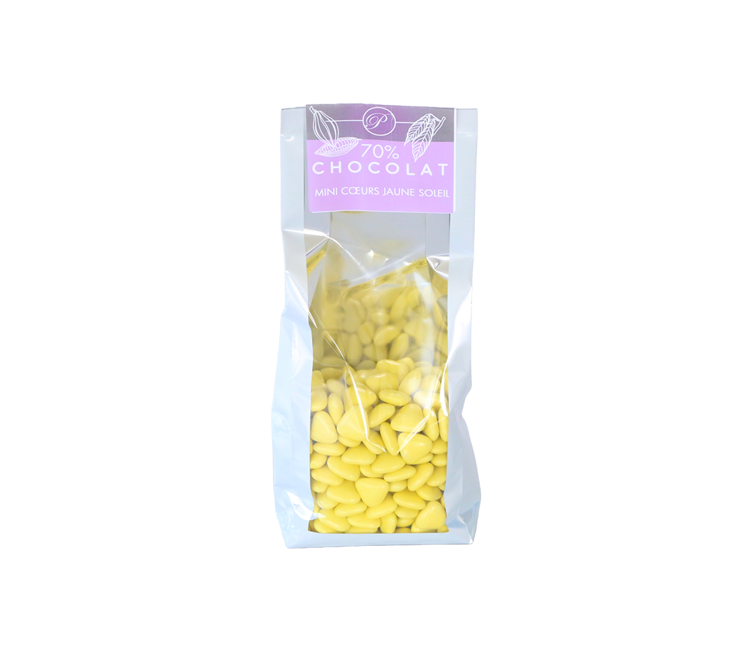Dragées Mini-coeurs jaune soleil - 250g