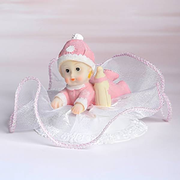 Sujet baptême rose - 9cm