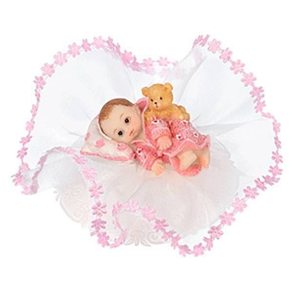 Sujet baptême bébé rose
