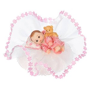 Sujet baptême bébé rose