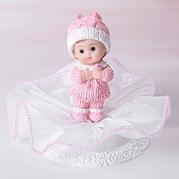 Fille en résine rose avec tulle
