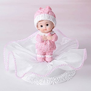 Fille en résine rose avec tulle
