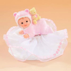 Sujet bébé rose sur le ventre