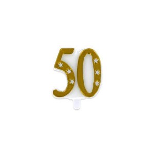 Bougie chiffre 50 ans or