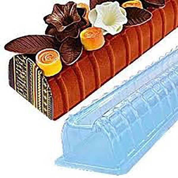 Moule bûche fond plat orné