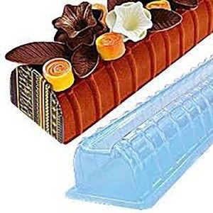 Moule bûche fond plat orné