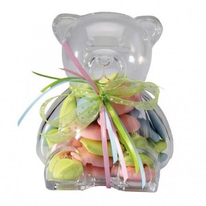 Ourson tirelire transparent